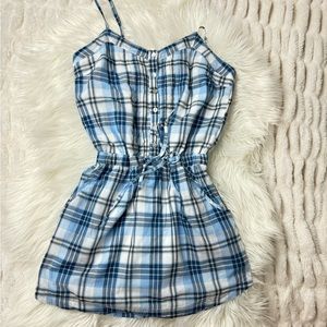 🔺SALE🔺 Aeropostale Blue Plaid Petite Summer Dress Women (Medium) mini dress